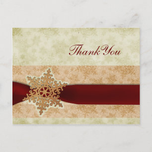 Carte Postale Merci de mariage rustique rouge hiver