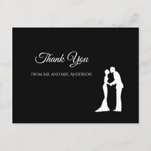 Carte Postale Merci de mariage simple noir et blanc élégant
