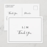 Merci de mariage simple noir et blanc élégant