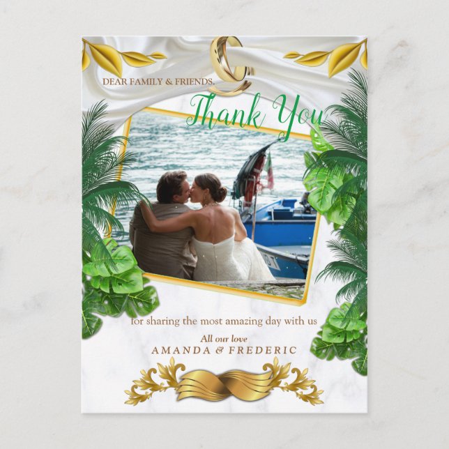 Carte Postale Merci de Mariage tropical romantique (Devant)