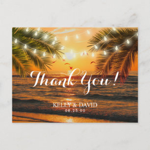 Carte Postale Merci de mariage tropical Sunset Beach