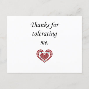 Carte Postale Merci de me tolérer Saint-Valentin moderne