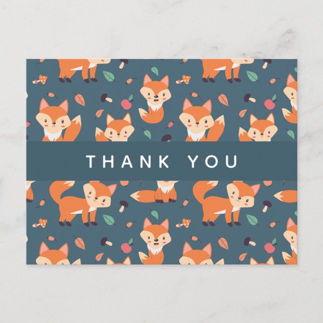 Carte Postale Merci de Motif Orange Fox (Devant)
