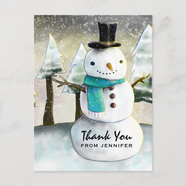 Carte Postale Merci de Noël de la scène hivernale de Whimsical S (Devant)