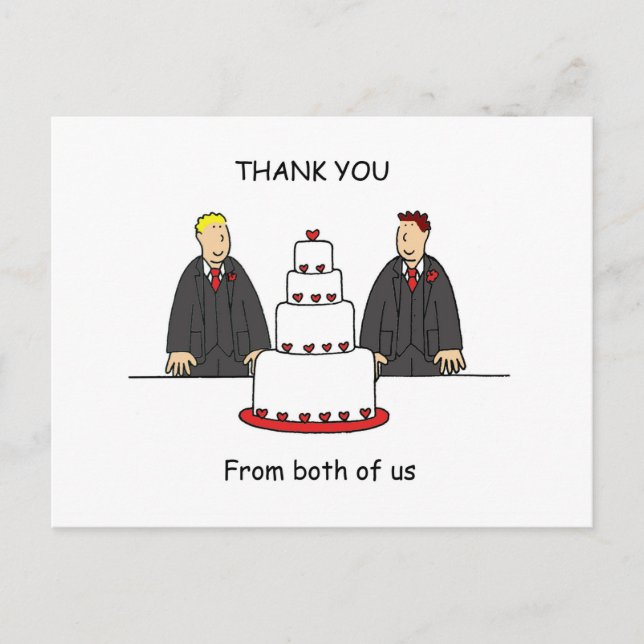 Carte Postale Merci de nous deux Gay Homme Couple (Devant)
