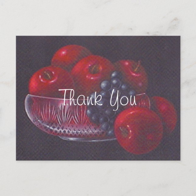 Carte Postale Merci de peinture à l'huile de pommes rouges à vie (Devant)