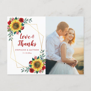 Carte Postale Merci de photo géométrique Sunflower Red Rose