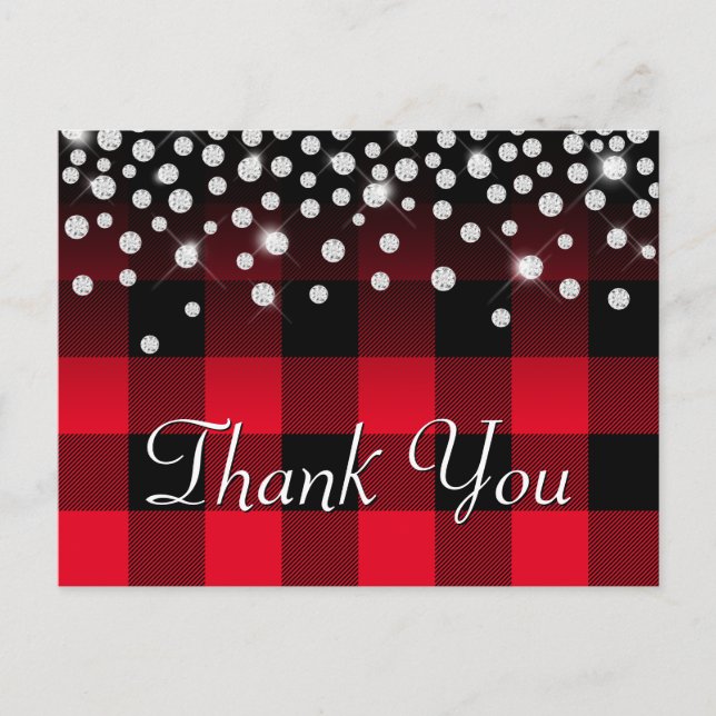 Carte Postale Merci de plomberie rouge de Rhinestone (Devant)
