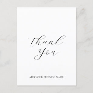 Carte Postale Merci de script du logo d'entreprise moderne blanc