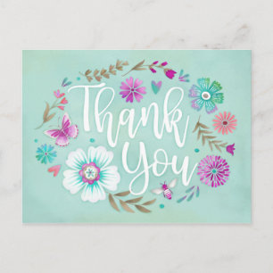 Carte Postale Merci de script floral moderne
