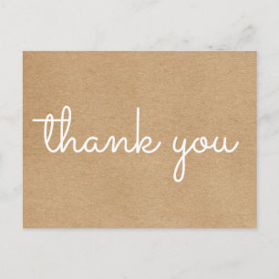Carte Postale Merci de script moderne simple Rustique Kraft