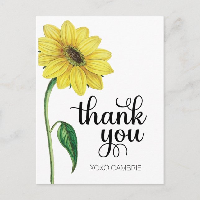 Carte Postale Merci de tournesol aquarelle (Devant)