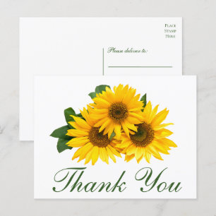 Carte Postale Merci de tournesol Elégant Mariage floral jaune