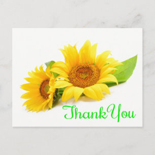 Carte Postale Merci de tournesol jaune Fleurs de mariage vertes