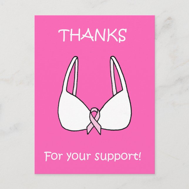 Carte Postale Merci de votre soutien Bra de ruban rose (Devant)