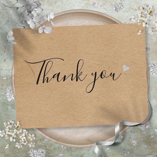 Carte Postale Merci d'entreprise rustique Kraft Script (Rustic Kraft Script Business Thank You Postcard)