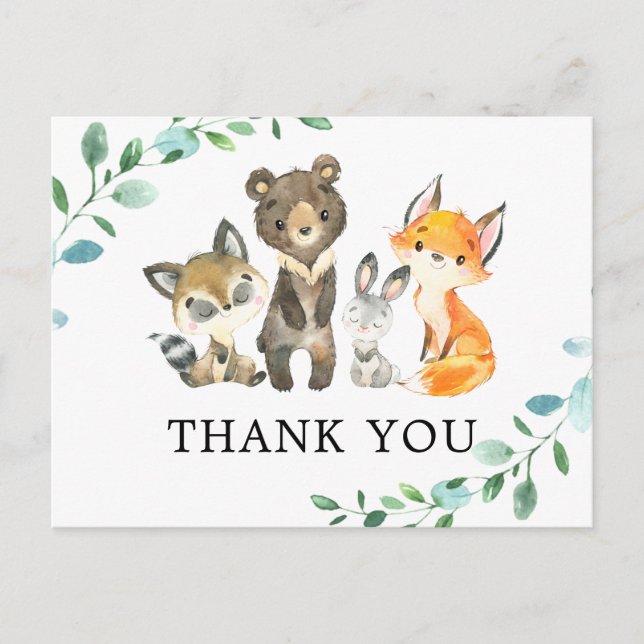 Carte postale Merci des animaux forestiers (Devant)