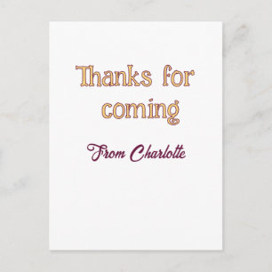 Carte Postale merci d'être venu nom à ajouter message texte oran