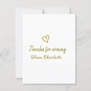 Carte Postale merci d'être venu nom du texte message cœur d'or