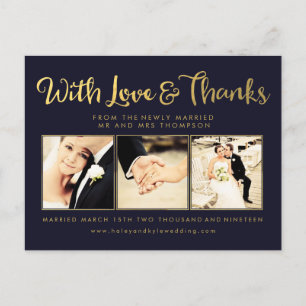 Carte Postale Merci d'huile d'or Marine Typographie de script Ph