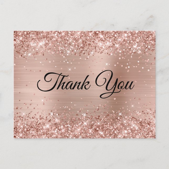 Carte Postale Merci d'huile Rose or Glitt (Devant)