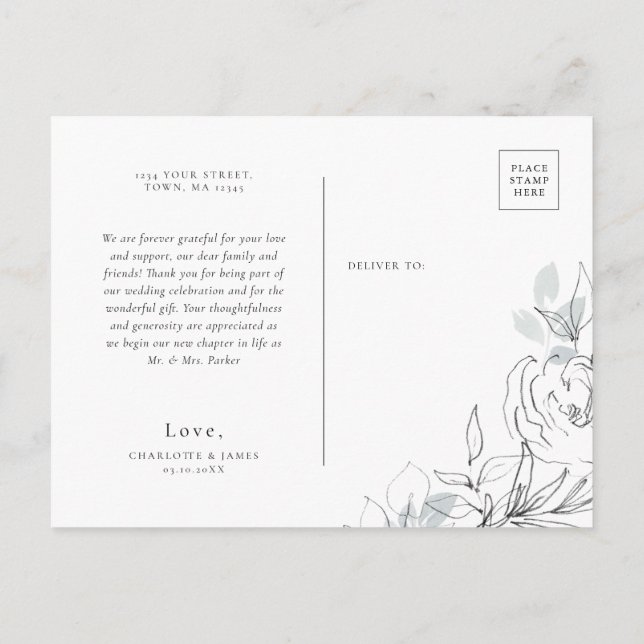 Carte postale Merci d'illustration botanique (Dos)