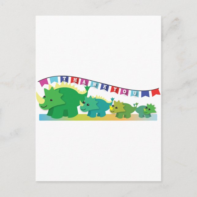 Carte Postale Merci Dinosaures mignon ! (Devant)