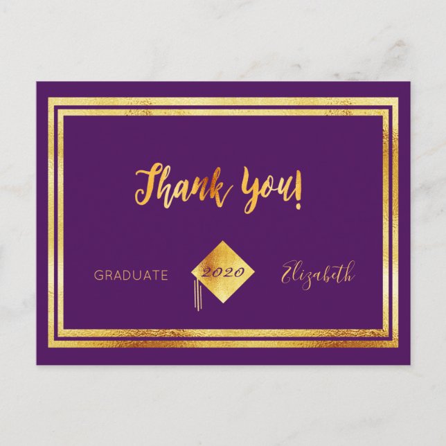 Carte Postale Merci diplômé violet or (Devant)