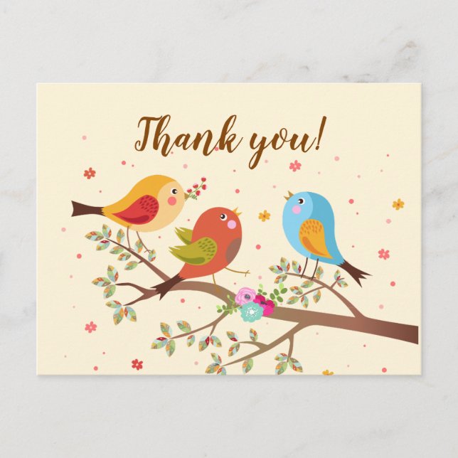 Carte Postale Merci d'oiseaux colorés mignons (Devant)