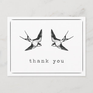 Carte postale Merci d'oiseaux hirondelles