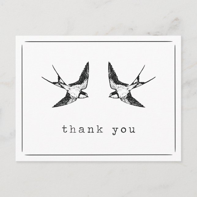 Carte postale Merci d'oiseaux hirondelles (Devant)