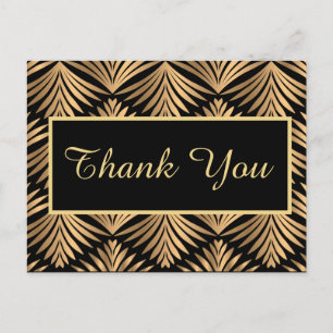 Carte Postale Merci d'or noir Gatsby Mariage Art déco noir