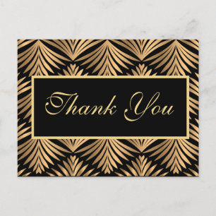 Carte Postale Merci d'or noir Gatsby Mariage Art déco noir