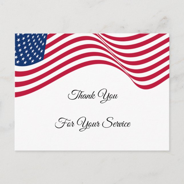 Carte Postale Merci Drapeau Américain Pour Votre Service (Devant)