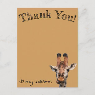 Carte Postale merci drôle girafe, brun