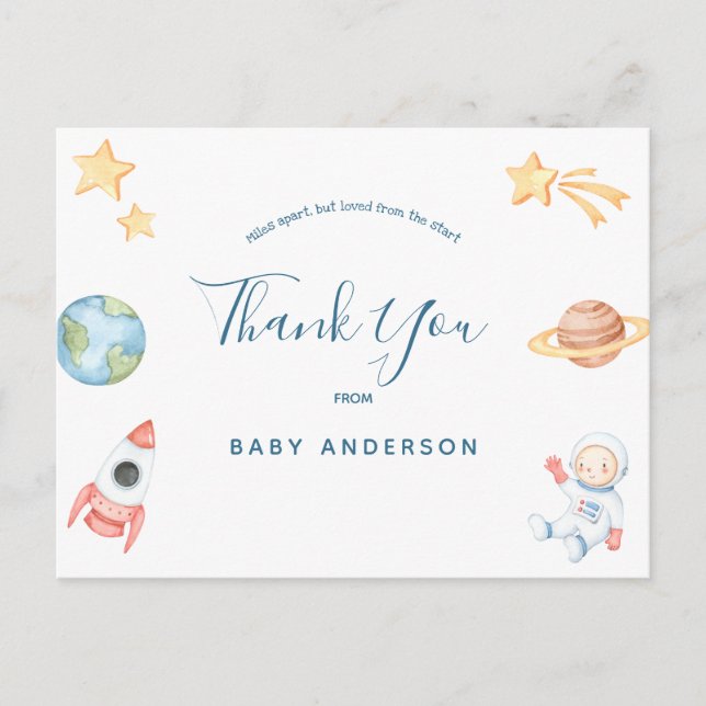 Carte Postale Merci du Baby shower des astronautes spatiaux (Devant)