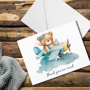 Carte Postale Merci du Baby shower pilote Ours en peluche