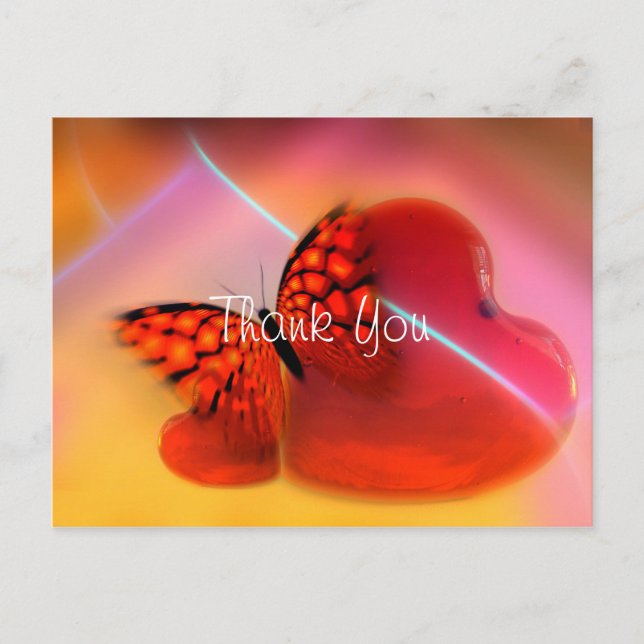 Carte Postale Merci du coeur et du papillon (Devant)