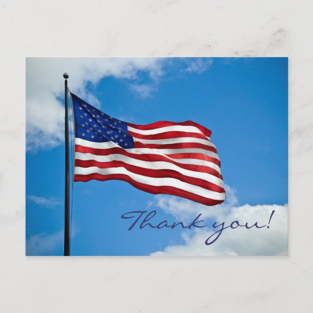 Carte Postale Merci du drapeau américain (Devant)