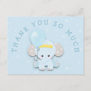 Carte Postale Merci du message d'adresse Eléphant bleu mou