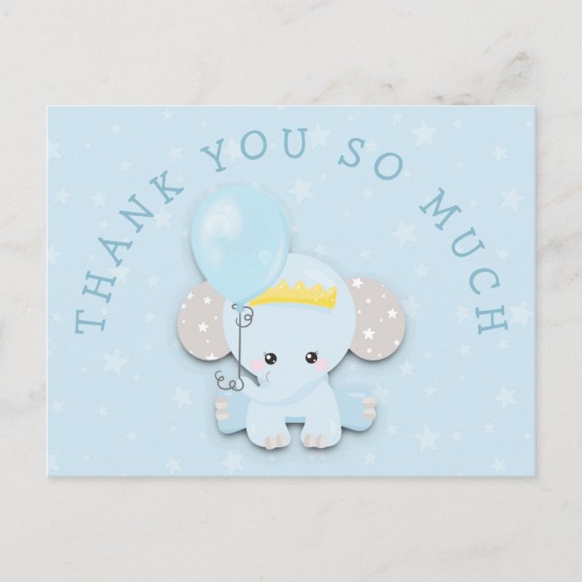 Carte Postale Merci du message d'adresse Eléphant bleu mou (Devant)