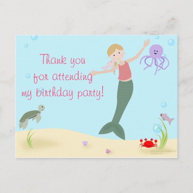Carte Postale Merci du parti Miss Mermaid (Devant)