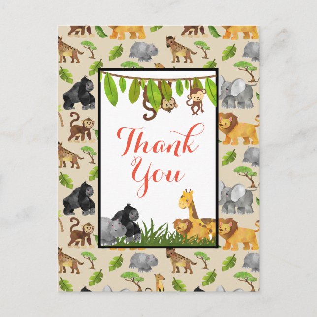 Carte Postale Merci du parti Motif de la jungle animale sauvage (Devant)