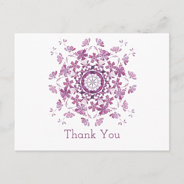 Carte Postale Merci. Élément floral violet. (Devant)