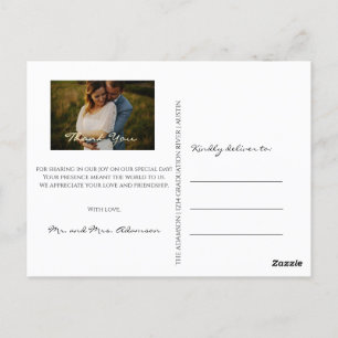 Carte Postale Merci En Amour Mariage Photo Gold Script Blanc
