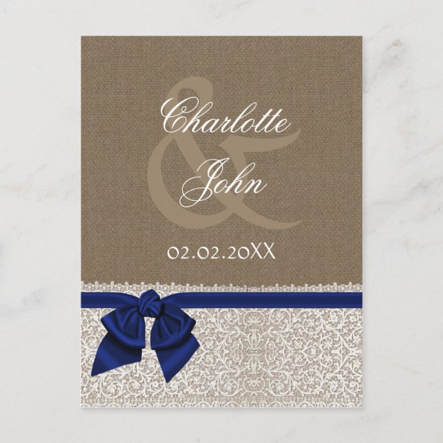 Carte Postale MERCI en dentelle bleu marine et blanc FAUX (Devant)