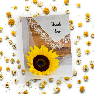 Carte Postale Merci en dentelle de tournesol rustique