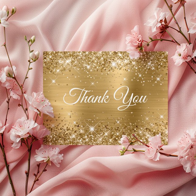 Carte Postale Merci en feuille d'or pailleté scintillant (Sparkly Glittery Gold Foil Thank You Postcard)