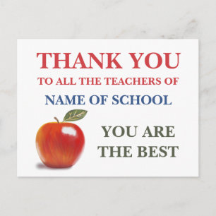 Carte Postale Merci Enseignants, Vous Êtes La Meilleure Pomme Ro