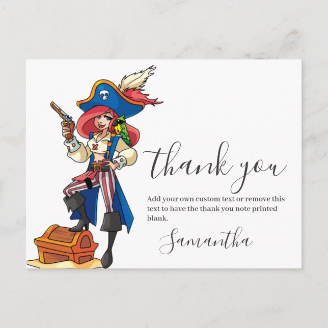 Carte postale Merci fille pirate (Devant)